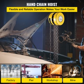 Happybuy Hand Chain Hoist, 1 Ton Capacity (2200 lbs), 6m/20ft Lift. Manual Hoist with Industrial-Grade Steel. Ideal for Lifting in Transport & Workshop. Yellow.