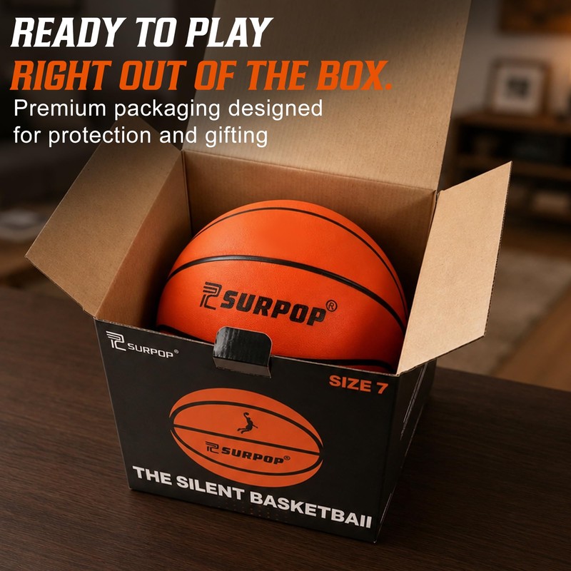 Surpop Silent Basketball, Size 7, 29.5-Inch Airless Foam Ball, 580