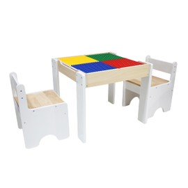 Teamson Kids 3-pc. Multi-Activity Table with Reversible Tabletop with Storage Space and Chairs