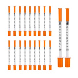 Pack of 20pcs 1ml Syringes with 29G 13mm Plastic Multiple Uses Measuring Tools, Multiple Uses Laboratory Accessories, Individually Wrapped
