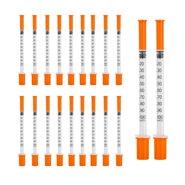 Pack of 20pcs 1ml Syringes with 29G 13mm Plastic Multiple