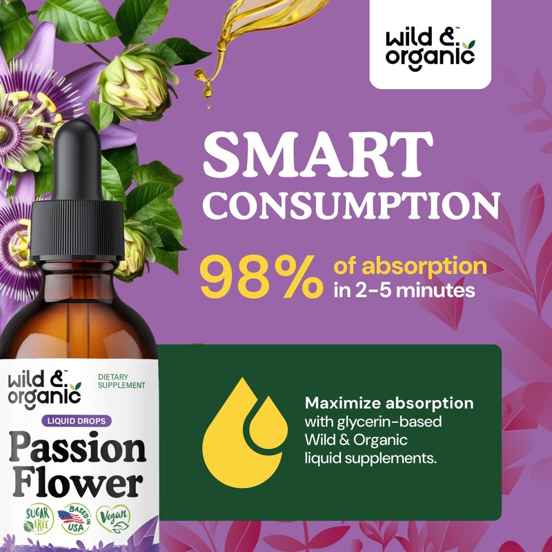 Wild & Organic Passionflower Tincture - Relaxing Passion Flower Drops