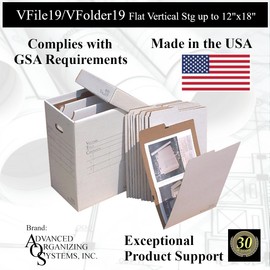 Advanced Organizing Systems - The VFile19/VFolder19 Vertical Flat Storage for Easy Efficient Access of Documents up to 12”x18”. (Includes 10 VFolder19’s)
