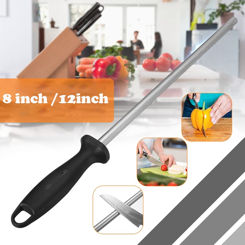 Diamond Carbon Steel Knife Sharpener Rod Sharpening Solid Steel Oval