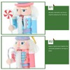 Toyvian Christmas Candy Nutcracker Ornaments, 4pcs Pink Candy Cane Wooden