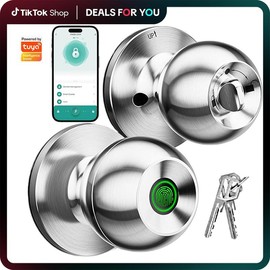 Smart Fingerprint Door Lock, 1pc Smart Lock with Anti-theft Function, Intelligent Door Knob with APP Suitable for Rooms, Offices, Apartments, Warehouses, and Garages Dealsforyoudays Handle Hardware:_Silvery