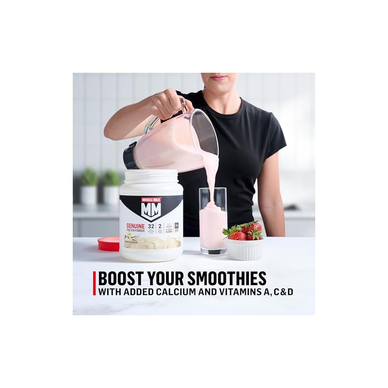 Muscle Milk Genuine Protein Powder, Strawberries 'N Crème, 32g Protein,