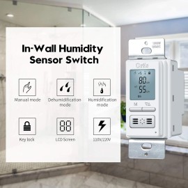 Ortis White Humidity Sensor Switch With Lcd Auto Manual Mode For Bathroom Ventilation