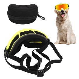 Large Dog Sunglasses, Dog Goggles Dustproof PC Lenses Lightweight for Travel for Dog (Yellow Frame)