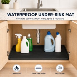 Waterproof Silicone Under Sink Mat – Kitchen & Bathroom Cabinet Liner, Leak & Drip Protection Tray, Easy-Clean Cabinet Protector