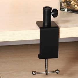 HJIAMA Pack of 2 Table Mount for Microphone, Aluminium Alloy C-Clamp, Double Ball-Assisted Rotation, with Sponge Base, Table Clamps, Suitable for Workbench, Desk, Bedside Table