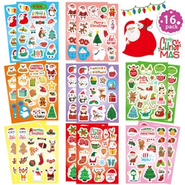 Fyvadio Christmas Stickers, 234 Pieces Blue Christmas Stickers for Children, Christmas Stickers, Waterproof and Non-Repeatable Christmas Stickers, Christmas Gifts, Favourites for