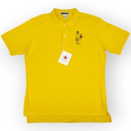 BOAST USA Large '73 Lobster Man Tennis Polo Jersey Cotton Yellow Peru FREE SHIP