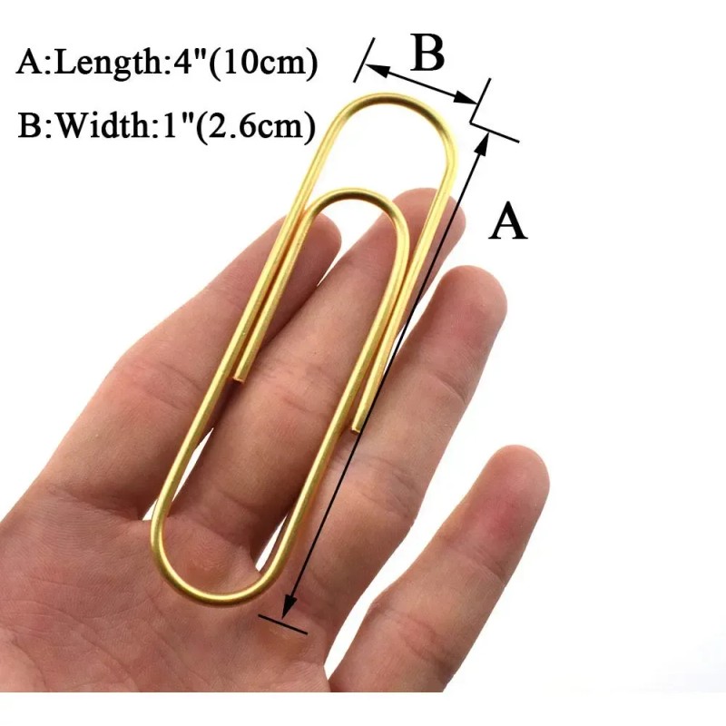 Paperclips Extra Grandes 10 Cm Vinilo Dorado Brillante