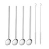 QUARKZMAN 4 x Stainless Steel Straws Spoons 7.7 Inch Reusable