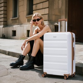 Eeeza Luggage Sets 5 Piece, Suitcases with Wheels,ABS Hard Case Luggage with TSA Lock Spinner Wheels,Carry On Luggage Set (20/24/28 Inch)