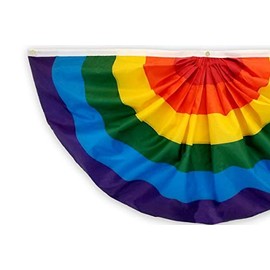 Rainbow Embroidered Bunting 4x2ft Flag - Bold Vibrant Colors, UV Resistant, Golden Brass Grommets, Durable 200 Denier Embroidery, Mighty-Locked Stitching - Perfect for Indoor or Outdoor Flying!