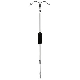 Kettle Moraine Decorative Bird Feeder Pole Set with Squirrel Baffle & Twister Ground Socket (2 Arm)
