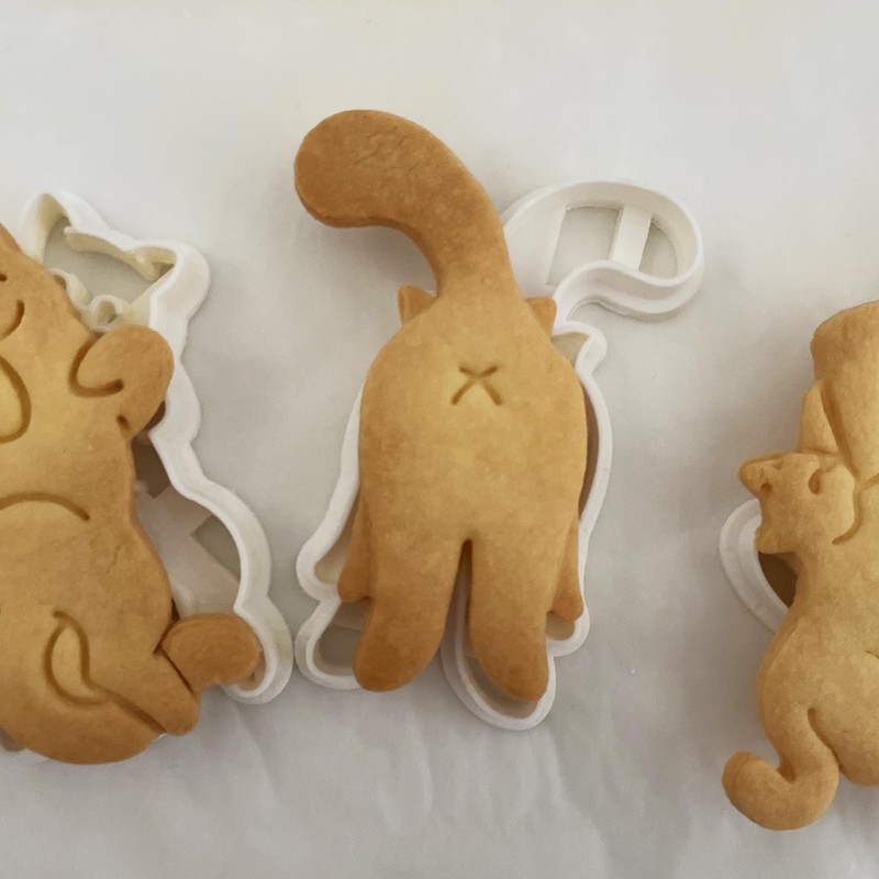 3Pcs Cat Butt Cookie Cutters, 3D Cat Cookie Cutters for