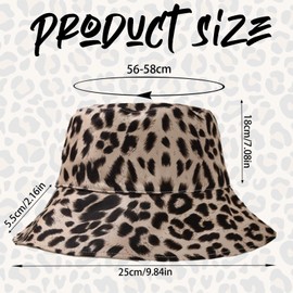 XIEXIESHER Leopard Print Fishing Hat Women Men Bucket Hat Women's Summer Hat Fishing Hat Suitable for Holidays Hiking Outdoor, White & Ash, M