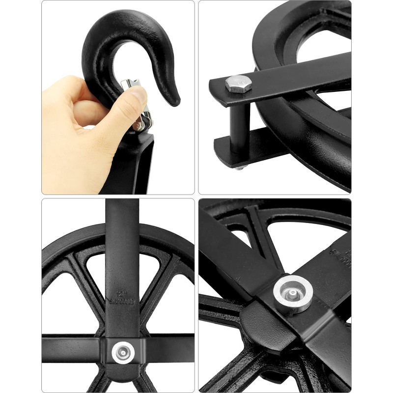 QWORK Scaffolding Wheels, 12" Aluminum Lifting Pulley, 1000 Lbs Ladder