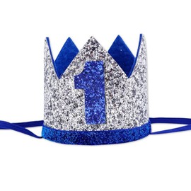 AULEGE Birthday Hat, Birthday Party Hat, First Birthday Glitter Crown for Baby Boy/Girl 1st Birthday Party Supplies, Gold 1