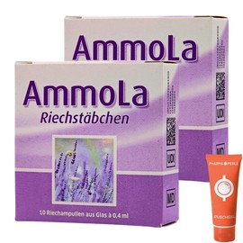AmmoLa Smelling Sticks, 2 x 10 Odour Ampoules of 0.4 ml, Concentration, Attention Training, Panic Attack, Stress Management, Stress Reduction, Skills Training, Economy Set Plus Pharma Giveaway