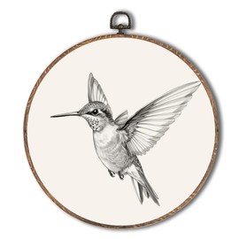 Yorhifa Vintage Hummingbird Framed Wall Art, Retro Hummingbird Round Wall Art, Rustic Humming Bird Round Walls Decor, Farmhouse Bird Circle Canvas Artwork Hanging Decor, 10x10in