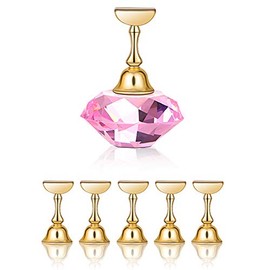 Soporte de exhibición de Arte de uñas, Soporte de exhibición de Arte de uñas magnético Puntas de uñas Soporte de Tren de práctica Base de Cristal(Rosa)