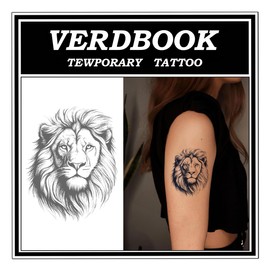VERDBOOK Waterproof Temporary Tattoos: 2-Sheet Tattoo Kit with Realistic Body Stickers, Semi-Permanent Tattoos for Adults Lasting 7-15 Days – Safe for Men & Women, Mane Silhouette