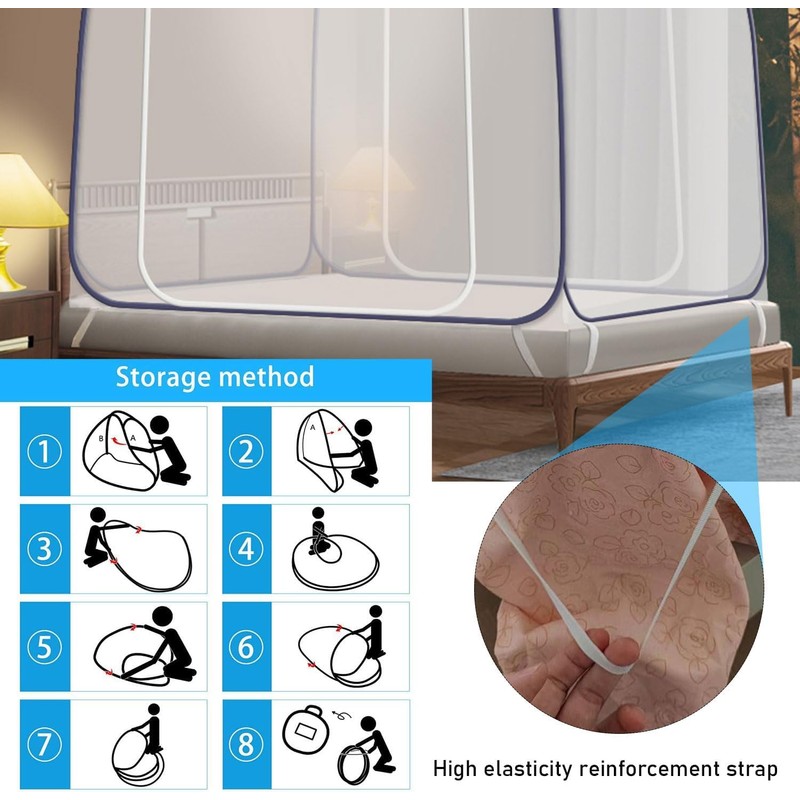 Mosquito Net Bed, 180 x 200 cm, Foldable Mosquito Net,