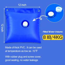 4pcs Pool Cover Weights for above Ground Pool, Leakproof Pool Tarp Weights Heavy Duty Winter Pool Water Bags Hanging Water Tube Weather Resistant Pool Closing Winterizing Kit for Pool Cover,12″L×12″W