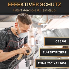 Heldenwerk Respirator Mask Set of 5, 10 or 20 - Premium Breath Mask - Perfectly Adjustable FFP1 Mouth Guard Mask - Fine Dust Mask for Grinding Etc.