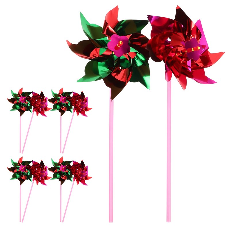 NUOLUX 10pcs Plastic Windmill Pinwheel Wind Spinner Kids Toy Garden