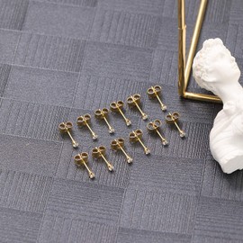 14K Gold Plating Tiny 2MM Cubic Zirconia Stud Earrings Minimal 20G Cartilage Piercing Ear Studs Smallest CZ Post Earrings for Women&Men