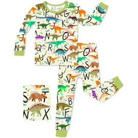 Bamboo Viscose Toddler Pajamas Boys Girls Kids Baby 2pcs Long-Sleeve Pyjamas Set 4-5T Dinosaur Snug fit Sleepwear Pjs