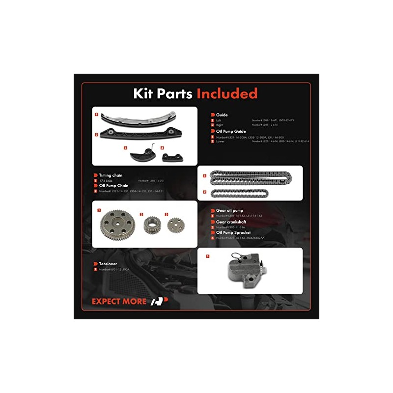 A-Premium Kit de Cadena de Distribución del Motor con Guía