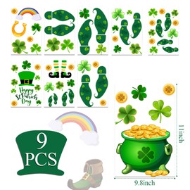 St. Patrick's Day Party Supplies,St. Patrick's Day Leprechaun Footprints Window Clings Lrish Shamrock Gold Coin Footprints Stickers for Floor Stickers Party Decorations