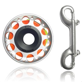 nitescuba Scuba Diving Reel 99 ft Finger Reel with Dive Double-Ended Bolt Snap Clip Aluminium Scuba Dive Finger Spool Reel for Snorkelling Diving Fishing (Silver)