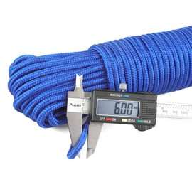 KINGLAKE Blue Nylon Rope 6mm,30m Braided Nylon Cord Hanging Rope String Strong Traction Tying Rope for Camping, Survival, Gardening, Bundling, Workshop, Outdoor Multipurpose Utility Rope