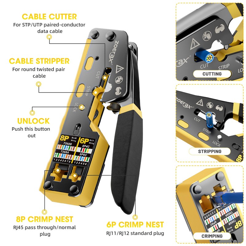 ZOERAX RJ45 Crimping Tool Ethernet Crimp Tool Crimper for RJ11