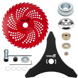 VIDICA 9" x 36 Teeth Carbide Tipped Blade & 10" x 3 Teeth Carbon Steel Brush Cutter Weed Eater Blades with Universal Weed Wacker Adapters, Compatible with Husqvarna, Stihl, Oregon and More