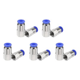 sourcing map 10pcs Push to Connect Fittings 6mm Tube OD x 1/8" NPT Thread Female Straight Pneumatic Tube Fittings PCF6-N01 Quick Connect Air Line Fittings Air Hose Fittings, Blue