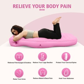 PregSpag Inflatable Full Body Pregnancy Pillow for Prone Sleeping - Maternity Air Mattress with Belly Hole & Electric Pump,Relieves Back/Hip Pain (Pink)