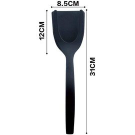 Spatula for fried eggs - scoop - tongs - barbecue - for turning eggs - pancakes - crepes - pancakes - heat resistant - black color