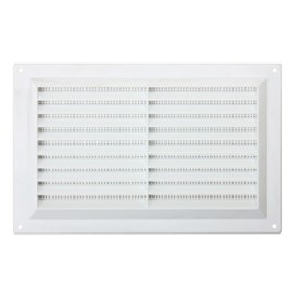 Map Plastic Louvre Air Vent with Flyscreen 9" x 6" (229mm x 150mm), Double Brick Grille Cover, White