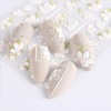 2 Sheets 5D Embossed White Flowers Nail Stickers Decals Fresh