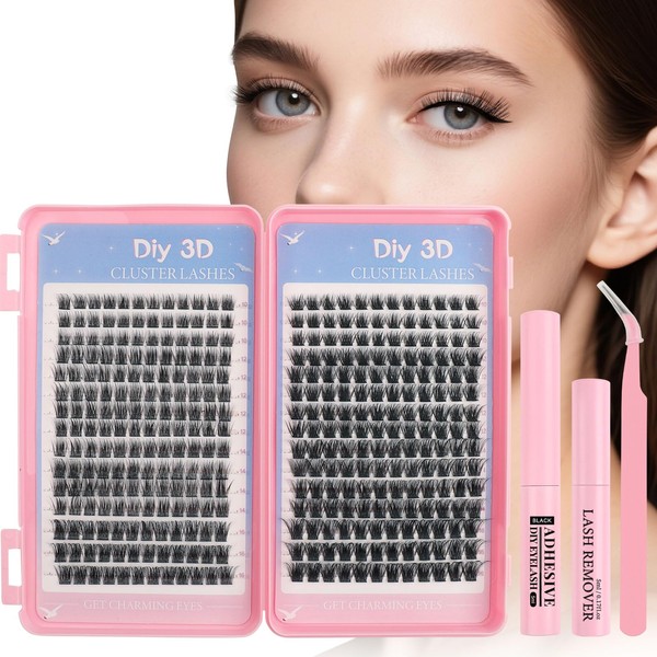 Glowing Win Individual Eyelashes 360pcs Cluster Lashes Kit with Lash