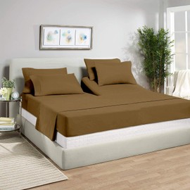Ready To Rest 34" Split Top King Sheets Sets for Adjustable Bed (4 Pcs), 100% Cotton- 400 TC- Sleep Number Sheets Split Top King- 15" Deep Pocket- Taupe Solid