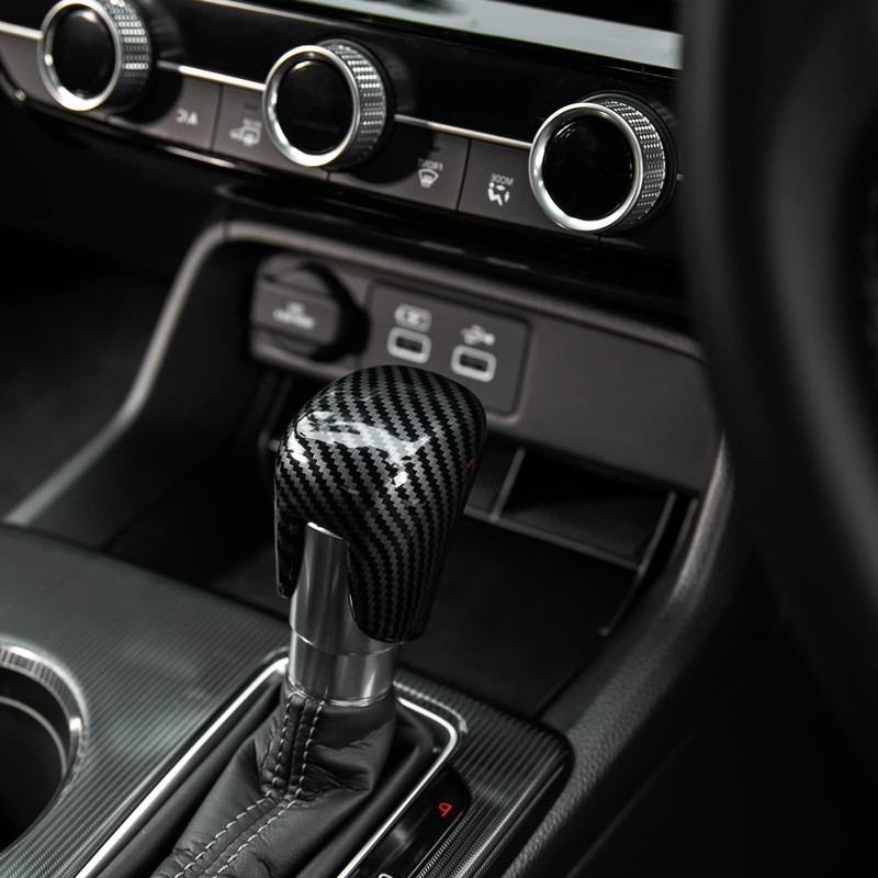Unifizz Car Gear Shifting Knob Cover ABS Black Carbon Fiber
